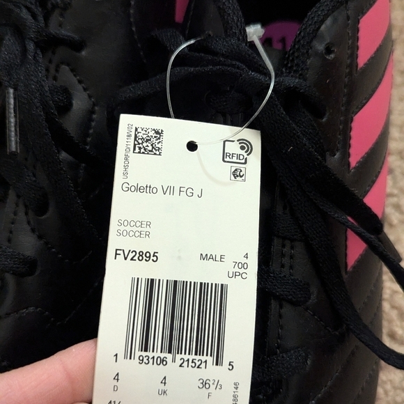 Adidas Goletto VII FG J Youth Soccer Cleats Black Pink Size 4.5 Youth - Picture 3 of 11